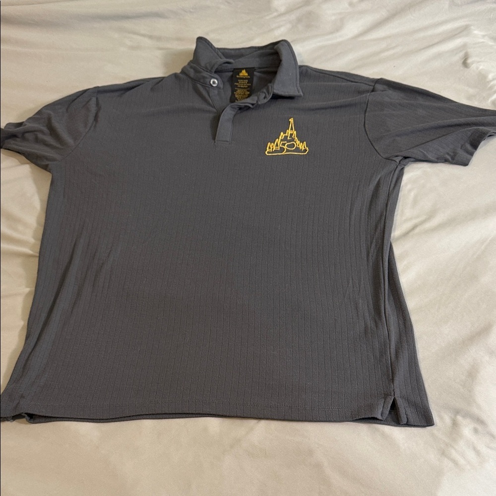 Disney Charcoal Polo with Gold Embroidery 50th anniversary Disney